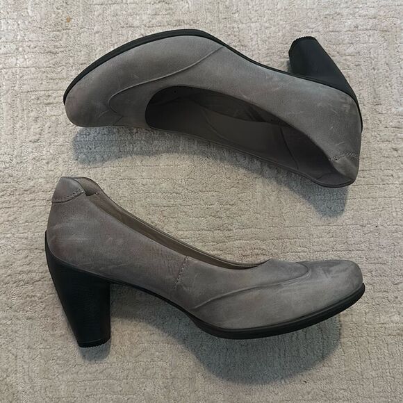 Ecco Grey Wingtip Leather Pumps Women’s Size 36 - Picture 2 of 11